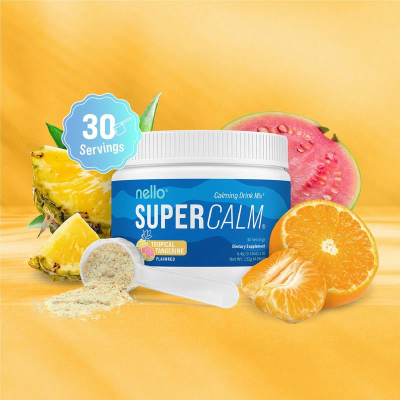 Nello Supercalm Calming Drink Mix with KSM-66 Ashwagandha Vitamin D3 Magnesium & L-Theanine Supports Cortisol Balance Mood & Sleep Helps Manage Stress Berry Flavored Dietary Supplement Healthcare Lemon
