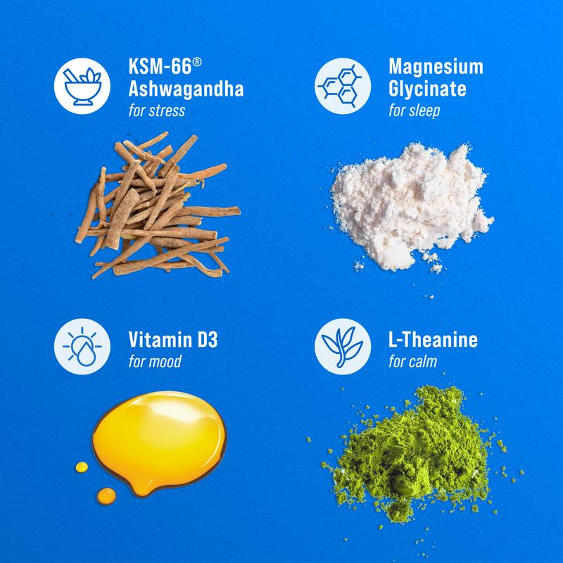 Nello Supercalm Calming Drink Mix with KSM-66 Ashwagandha Vitamin D3 Magnesium & L-Theanine Supports Cortisol Balance Mood & Sleep Helps Manage Stress Berry Flavored Dietary Supplement Healthcare Lemon