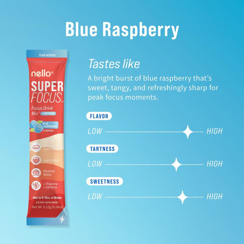 Nello Superfocus – Nootropic Drink Mix with Lion’S Mane, Rhodiola & Alpha-Gpc – Supports Memory, Brain Health & Mental Stamina, Enhances Clarity & Sharpness, Helps Fight Brain Fog – Travel Packets (20 Servings) Healthcare Convenient