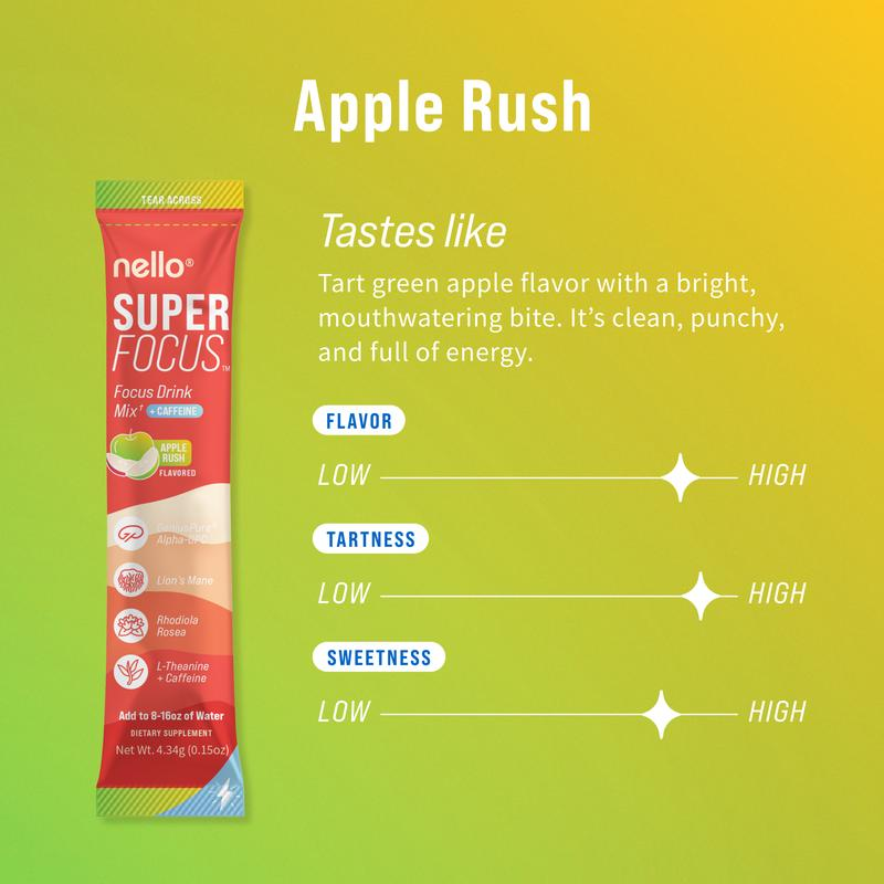 Nello Superfocus – Nootropic Drink Mix with Lion’S Mane, Rhodiola & Alpha-Gpc – Supports Memory, Brain Health & Mental Stamina, Enhances Clarity & Sharpness, Helps Fight Brain Fog – Travel Packets (20 Servings) Healthcare Convenient