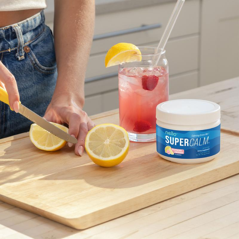 Nello Supercalm Calming Drink Mix with KSM-66 Ashwagandha Vitamin D3 Magnesium & L-Theanine Supports Cortisol Balance Mood & Sleep Helps Manage Stress Berry Flavored Dietary Supplement Healthcare Lemon