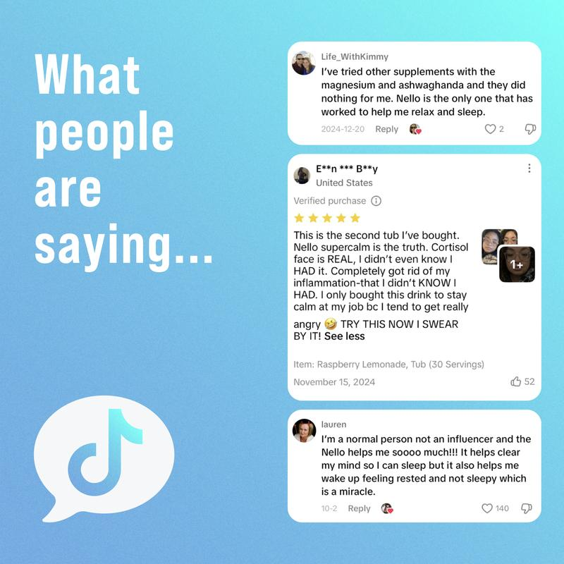 Nello Supercalm Calming Drink Mix with KSM-66 Ashwagandha Vitamin D3 Magnesium & L-Theanine Supports Cortisol Balance Mood & Sleep Helps Manage Stress Berry Flavored Dietary Supplement Healthcare Lemon