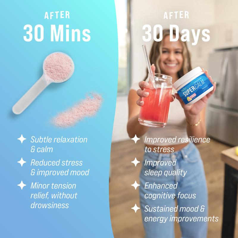 Nello Supercalm Calming Drink Mix with KSM-66 Ashwagandha Vitamin D3 Magnesium & L-Theanine Supports Cortisol Balance Mood & Sleep Helps Manage Stress Berry Flavored Dietary Supplement Healthcare Lemon