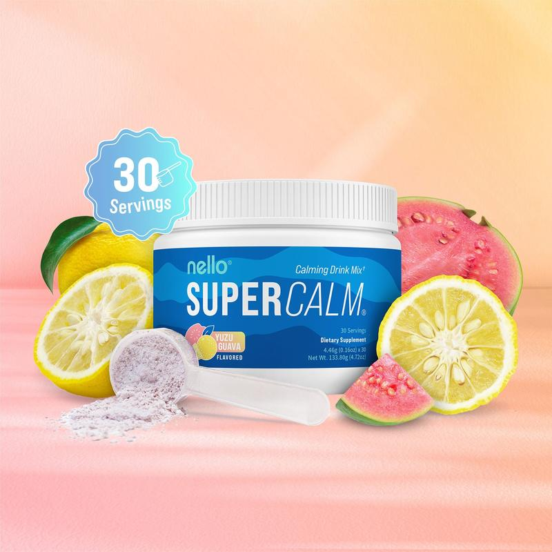 Nello Supercalm Calming Drink Mix with KSM-66 Ashwagandha Vitamin D3 Magnesium & L-Theanine Supports Cortisol Balance Mood & Sleep Helps Manage Stress Berry Flavored Dietary Supplement Healthcare Lemon